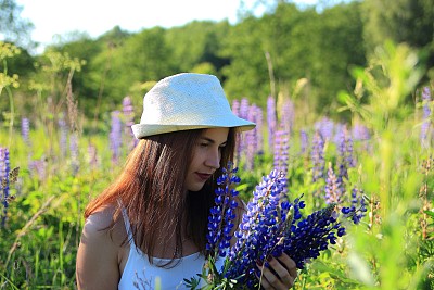 田野里的年轻姑娘图片下载