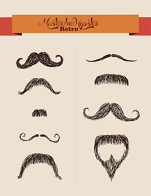 潮人元素八字胡设置EPS10文件。图片下载