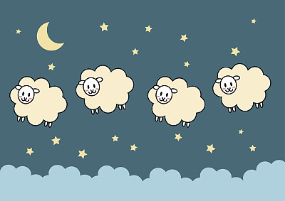 羊和夜空的插图图片下载