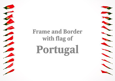 框架和边界与葡萄牙国旗。3d插图图片下载