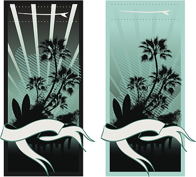 两张有桌子和手掌的天体冲浪海报图片下载