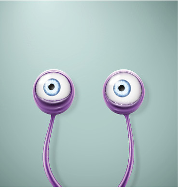 粉紫色的外星人眼睛，长柄素材图片
