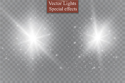 星星在一个透明的背景，光效果，矢量插图。突然灵光一图片下载