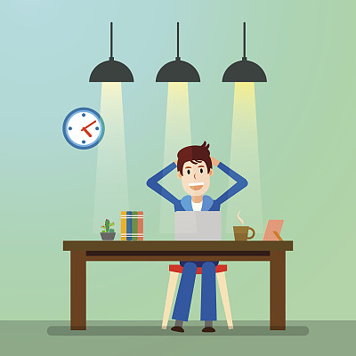 有创造力的人。自由职业者。快乐工作的人。矢量图图片下载