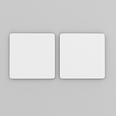 空白白色方形杯垫与圆角在孤立的背景，3D插图准备为您的设计演示和模拟。图片下载