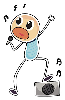 拿着麦克风和扬声器的男孩素描图片下载