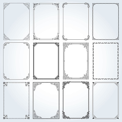 装饰矩形框架和边界设置矢量图片下载