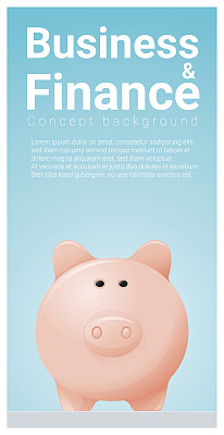 商业和金融概念背景与小猪储蓄罐，矢量，插图图片下载