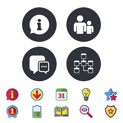 信息标志和组。沟通的图标。图片下载