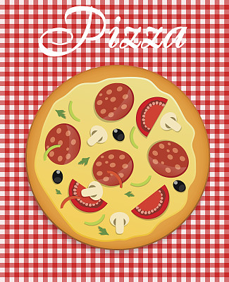 比萨菜单模板矢量插图图片下载