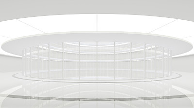 空白的白色房间现代空间内部3d渲染图像。素材图片