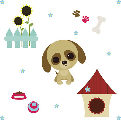 狗的生活。矢量图图片下载