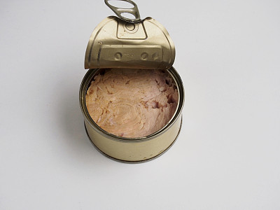 金枪鱼罐头在白色的背景图片下载