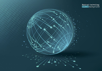 网络技术和互联网。抽象的星球。发光效果。数字空间。图片下载