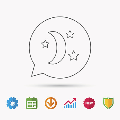 夜晚睡眠图标：月亮和星星图片下载