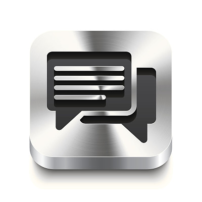 方形金属按钮透视-语音气泡图标图片下载