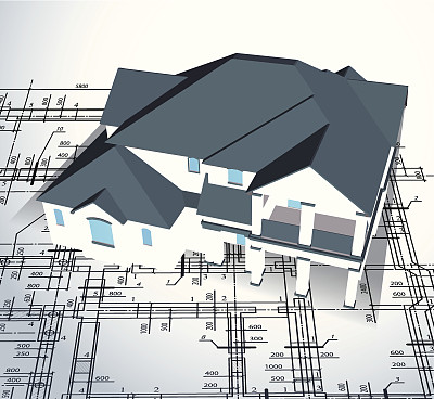 建筑房子。矢量技术画图片下载