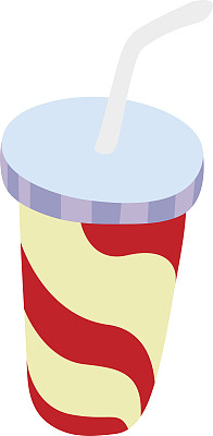 软饮杯与吸管矢量图标。图片下载