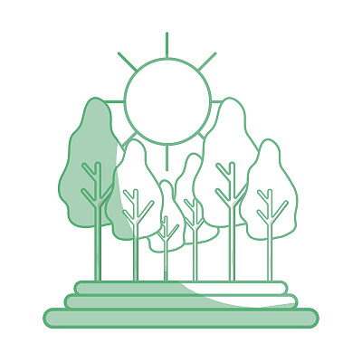 用树木和阳光剪影森林图片下载