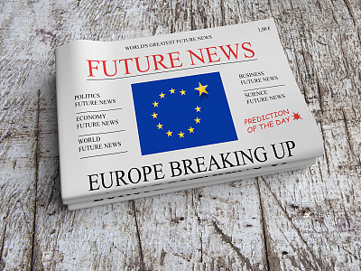 未来新闻报纸概念:欧盟欧洲分裂，3d插图图片下载