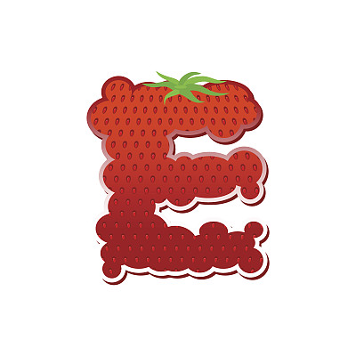草莓字体。红莓字母字母表。水果ABC图片下载