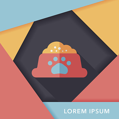 宠物狗粮平板图标与长影子，eps10图片下载