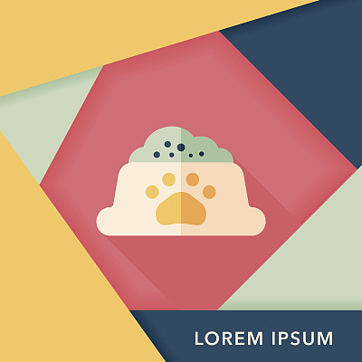 宠物狗粮平板图标与长影子，eps10图片下载