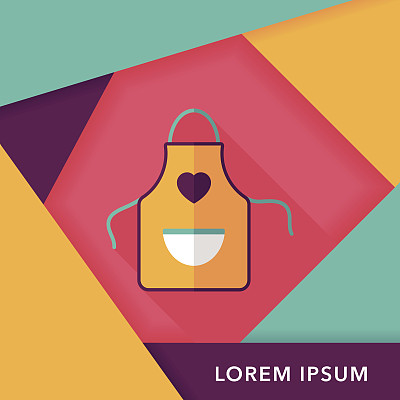 厨具围裙平面图标与长影子，eps10图片下载