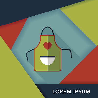厨具围裙平面图标与长影子，eps10图片下载