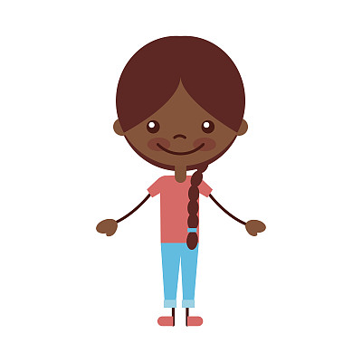 可爱的黑人女孩角色图标图片下载