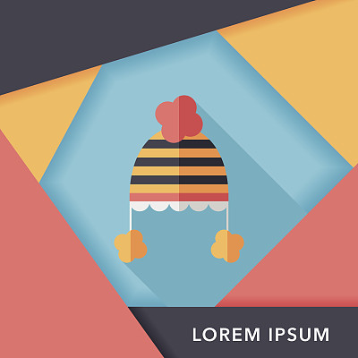 婴儿帽扁平图标与长影子，eps10图片下载