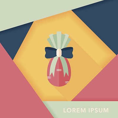 中国新年礼物扁平图标与长影子，eps10图片下载