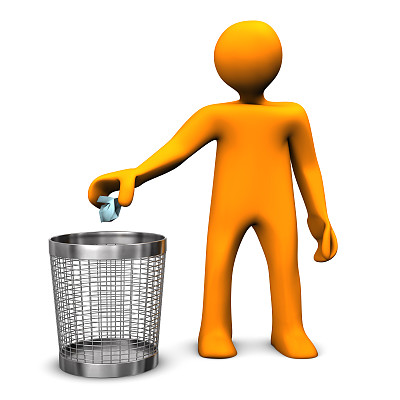 废纸篓橙色卡通图片下载