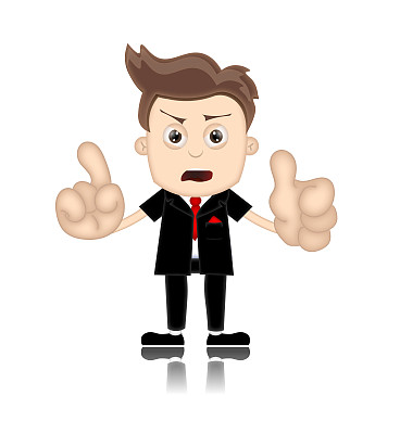 本男孩不友好的商人经理老板卡通插图图片下载