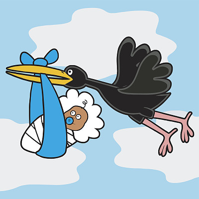 鹳和婴儿，男孩图片下载