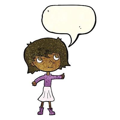 卡通快乐的女孩与言语泡泡图片下载