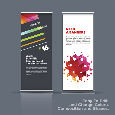 抽象的商业向量集现代卷立条幅设计模板与色彩缤纷的线条图片下载