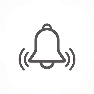 带有声音振动波的铃铛图标素材图片