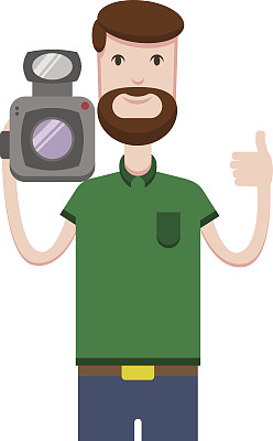 带有胡须的男子的矢量图像手持摄像机图片下载