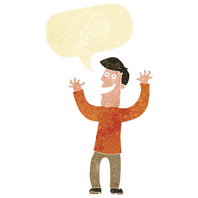 带有对话气泡的兴奋的卡通男人图片下载