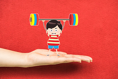 打开一个女人的手，掌心向上孤立在红色背景上图片下载