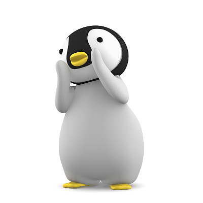 小企鹅角色孤立在白色背景上图片下载