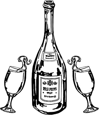 一瓶葡萄酒和玻璃杯图片下载