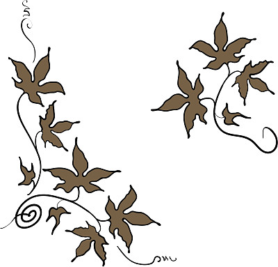 花卉装饰元素的叶子在手绘风格图片下载