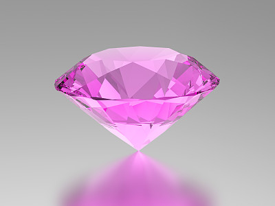 3D插图粉色钻石宝石与反射图片下载