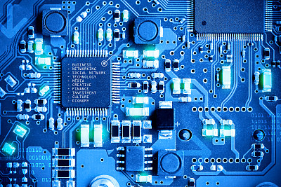 特写电子电路板。技术风格的概念。图片下载