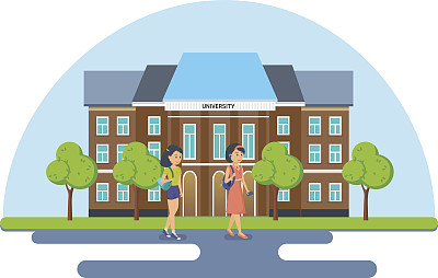 学生和小学生背景的现代大学和学校图片下载