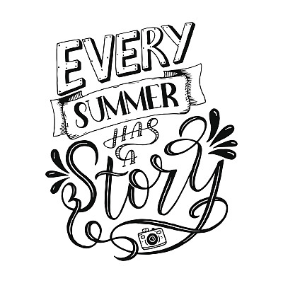 矢量插图笔刷字母组成的夏季报价在白色的背景。夏天的信件，卡片，海报，印刷品和更多图片下载