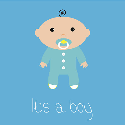 婴儿洗澡卡。这是一个男孩。平面设计风格。图片下载
