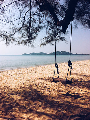 在沙滩上荡秋千图片下载